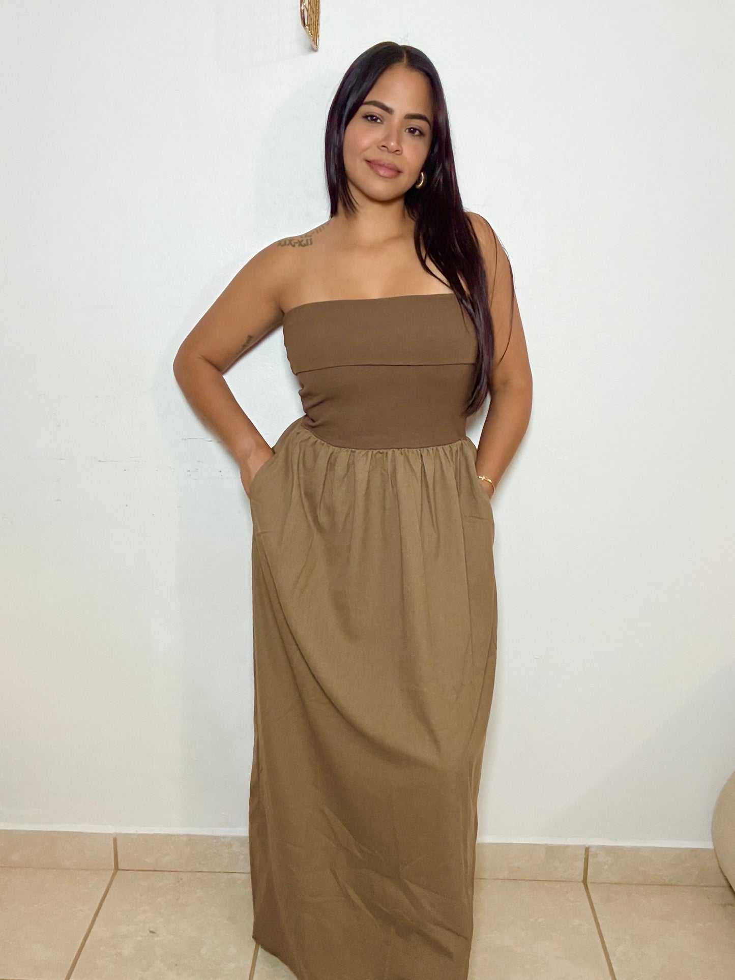 Mocha Linen Dress