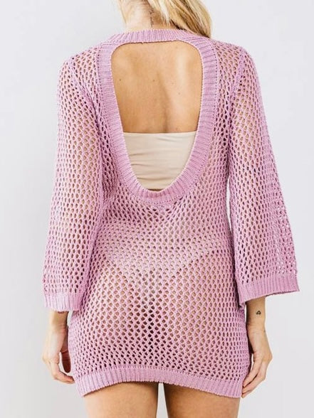 Mauve Crochet Cover Up Dress
