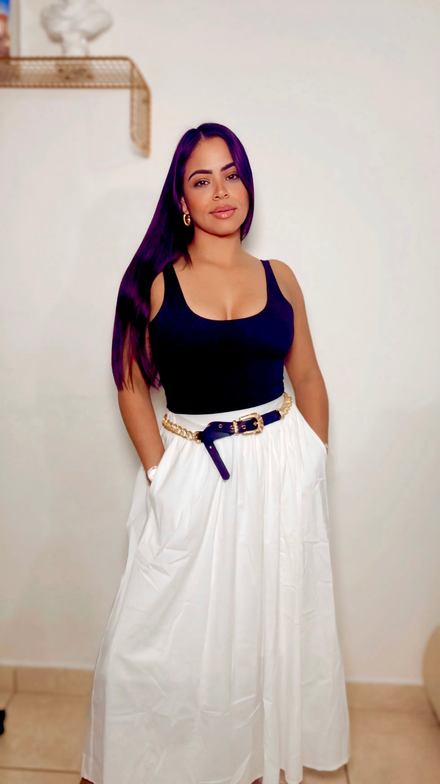 White Poplin Midi Skirt