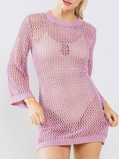 Mauve Crochet Cover Up Dress