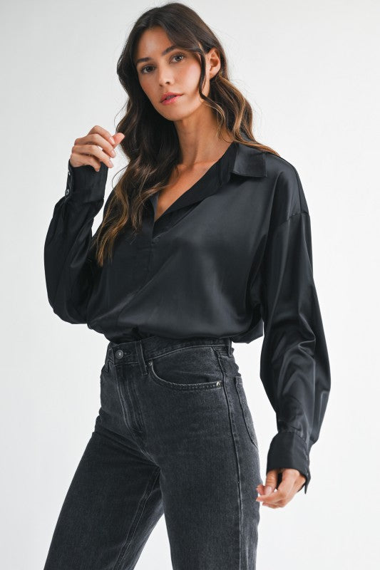Satin Long Sleeve Bodysuit (PRE-ORDER) 11/10/25.