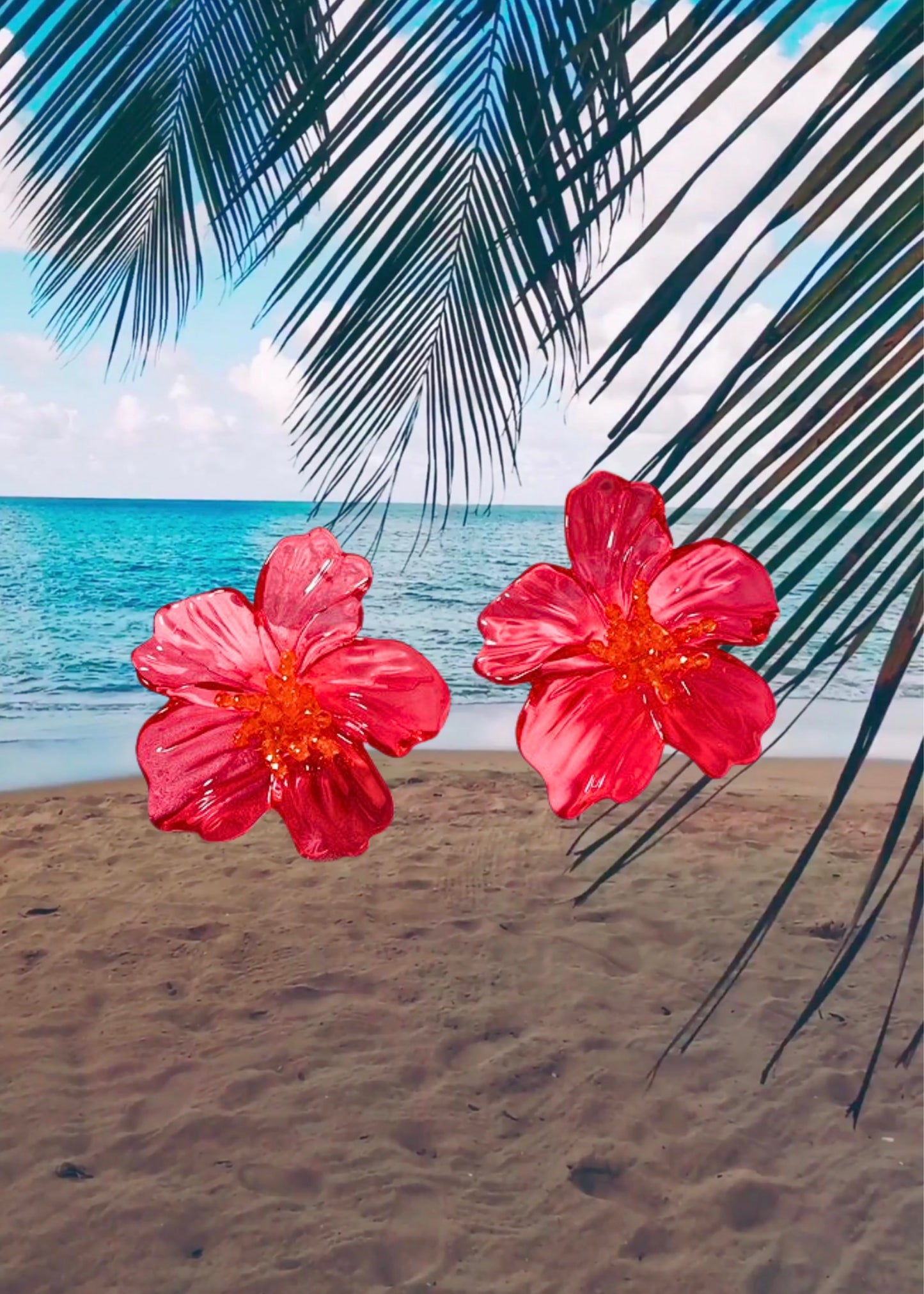Red Flower Earrings