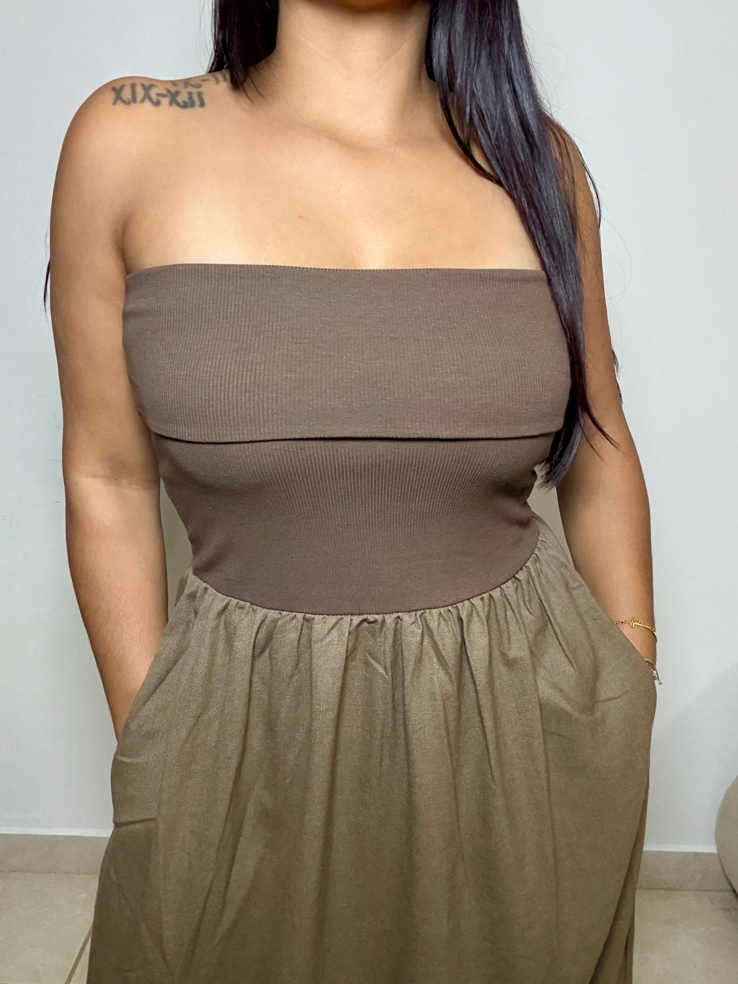 Mocha Linen Dress