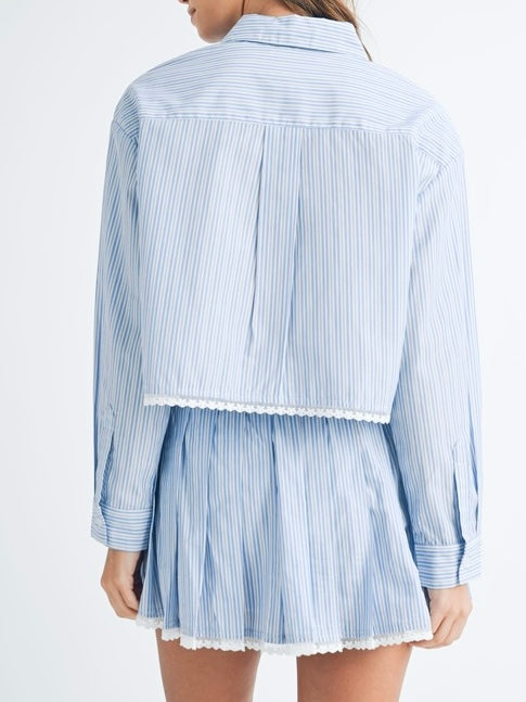 Blue Stripe Skirt Set