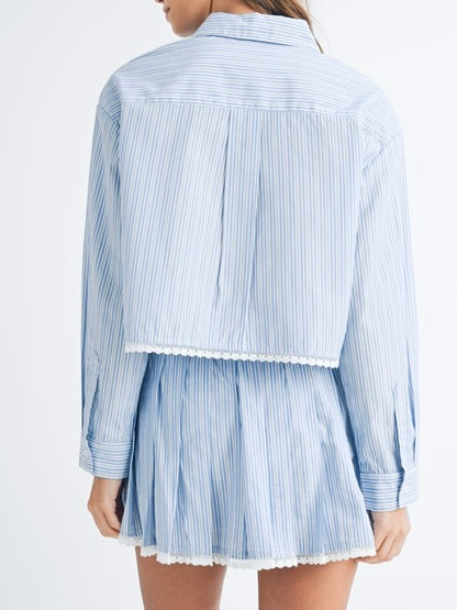 Blue Stripe Skirt Set