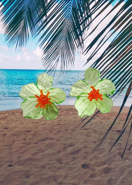 Green Flower Earrings