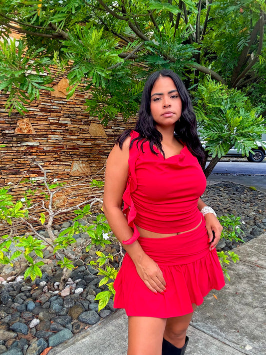 Red Ruffle Top