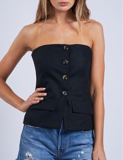 Black Linen Vest