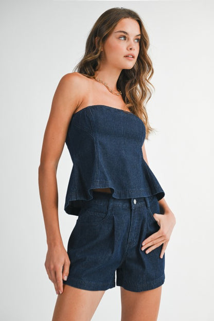 Denim Strapless Top & Short Set (PRE-ORDER 09/12/25)