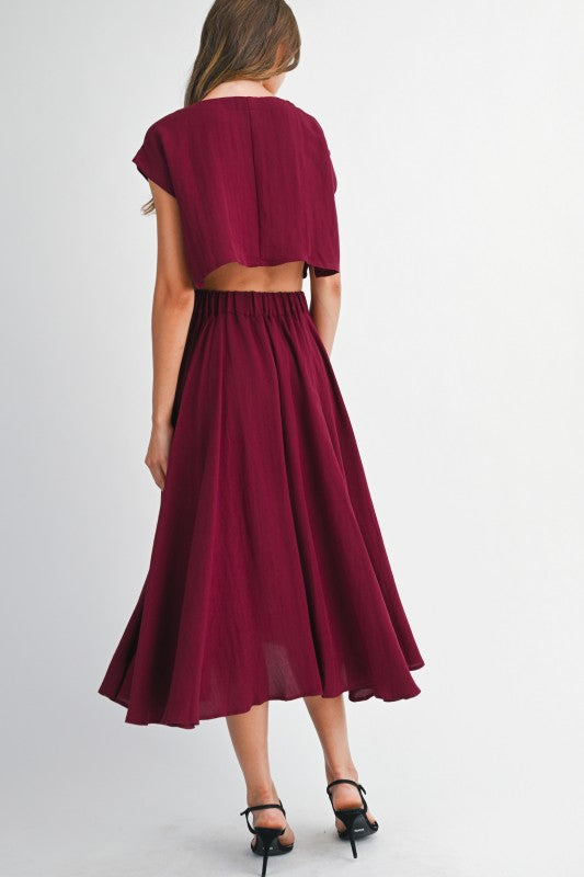 Burgundy Top & Midi Skirt Set (PRE-ORDER 08/29/25)