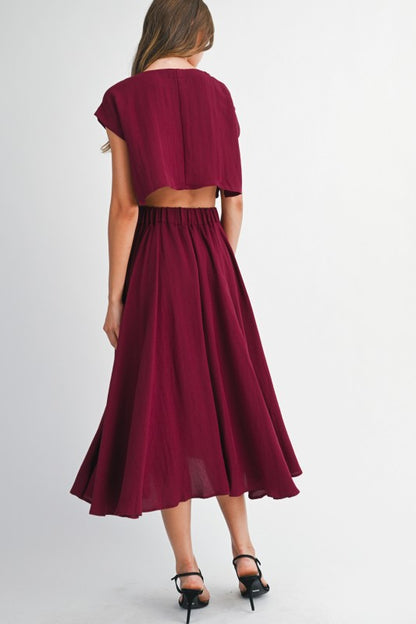 Burgundy Top & Midi Skirt Set (PRE-ORDER 08/29/25)