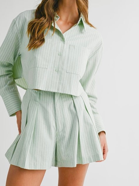 Sage Stripe Short Set