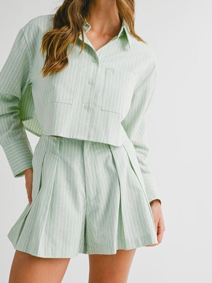 Sage Stripe Short Set