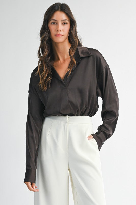 Satin Long Sleeve Bodysuit (PRE-ORDER) 11/10/25.