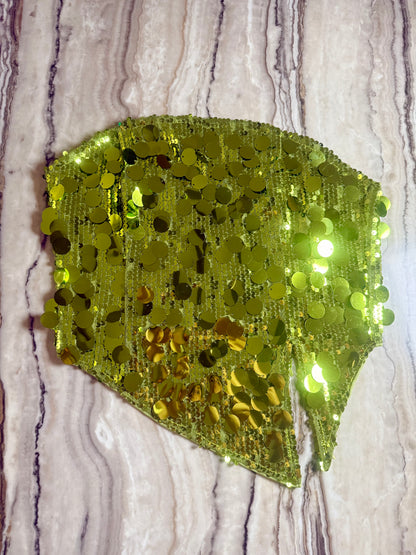 Green Sequins Asymmetric Top