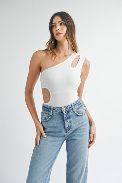 White Cutout Bodysuit