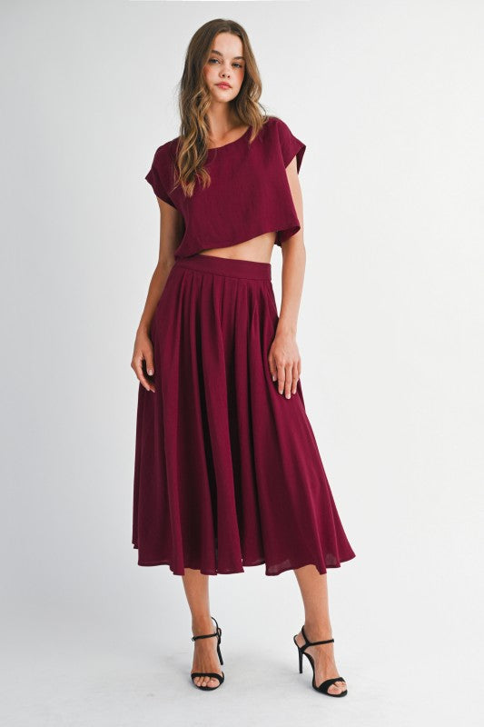 Burgundy Top & Midi Skirt Set (PRE-ORDER 08/29/25)