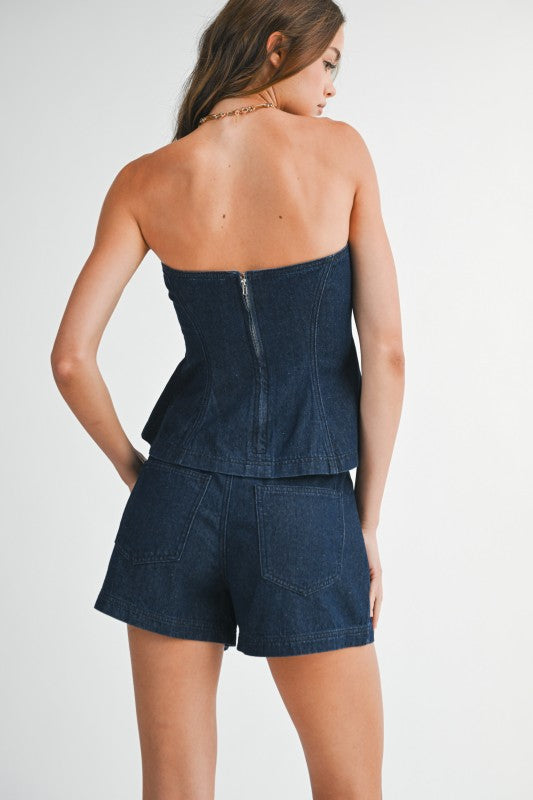 Denim Strapless Top & Short Set (PRE-ORDER 09/12/25)