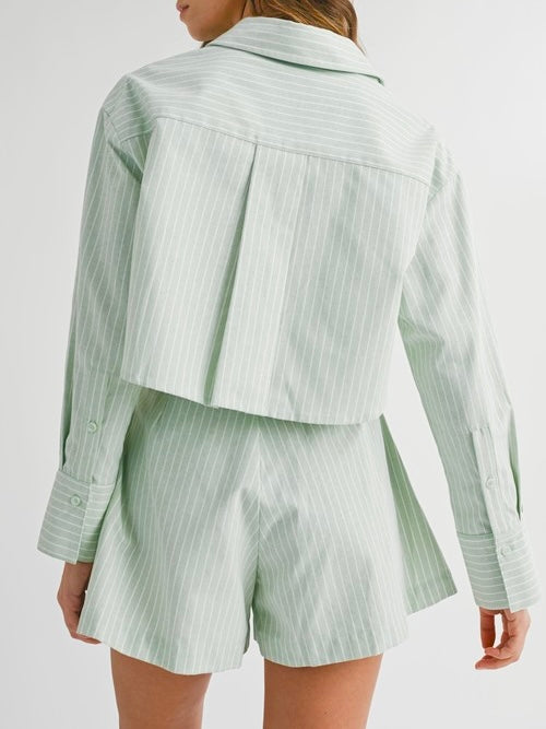 Sage Stripe Short Set