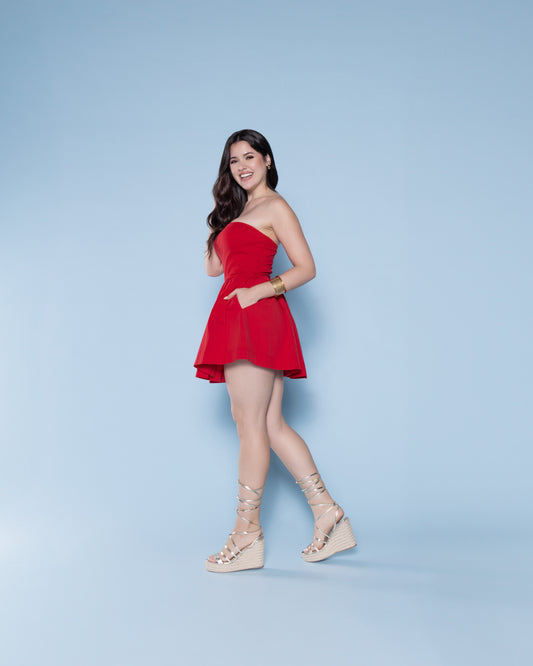 Red Strapless Dress