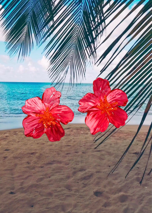 Red Flower Earrings