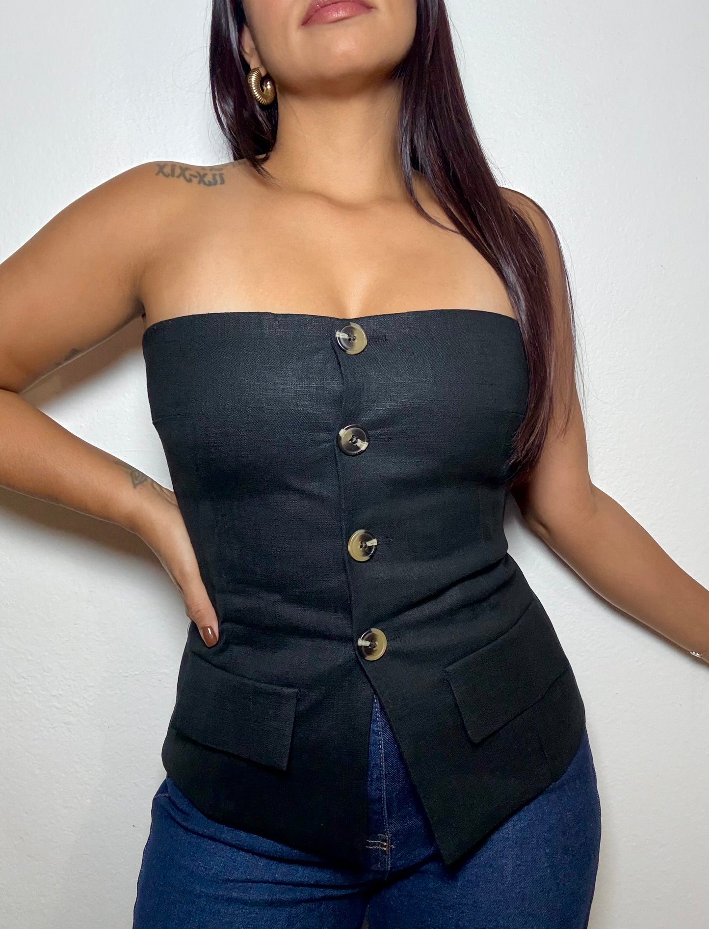 Black Linen Vest