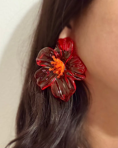 Green Flower Earrings
